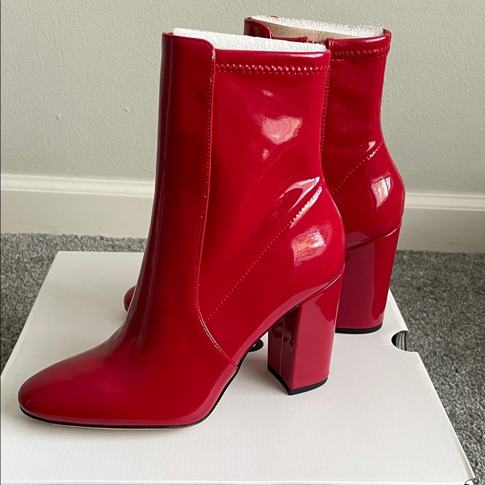 New Aldo Aurella Cherry Red Heeled Boots 6.5